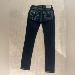 True Religion Mid Rise Skinny Jennie Curvy dark blue jeans size 26